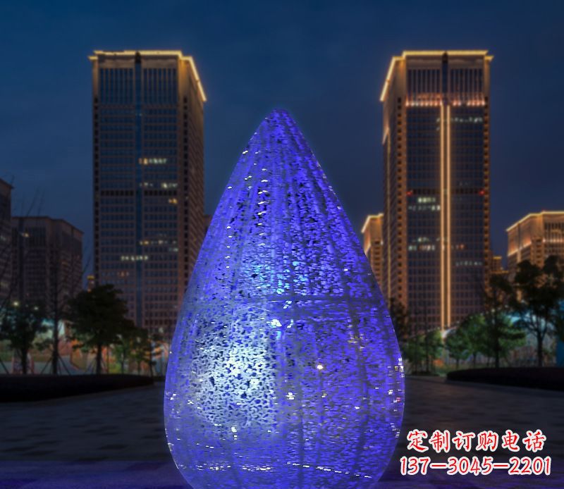 辽宁不锈钢小区照明美轮美奂的水滴雕塑