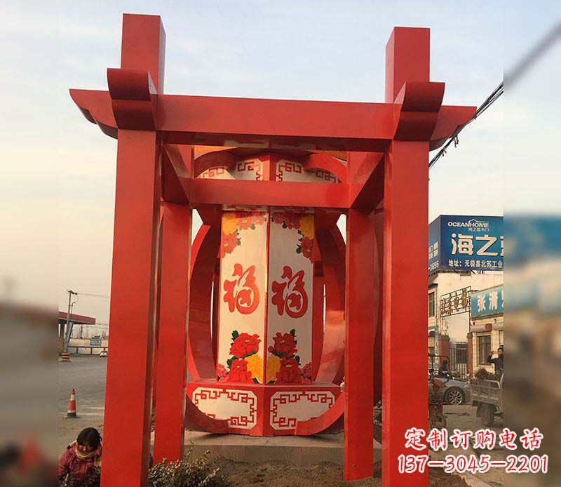 辽宁不锈钢灯笼雕塑——点亮中国梦