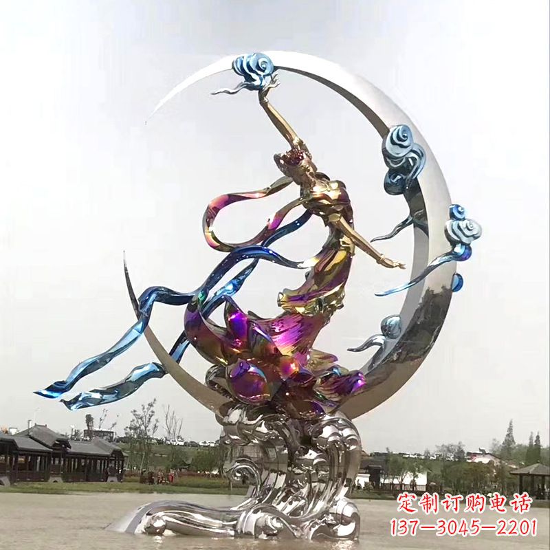 辽宁中国古代神话传说中的嫦娥奔月不锈钢雕塑景观