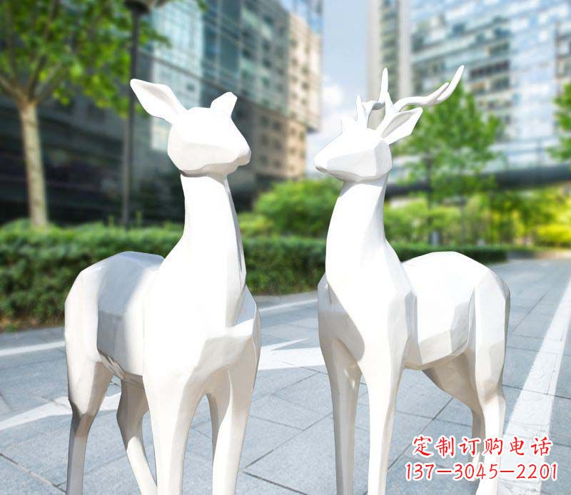 辽宁景观雕塑鹿形不锈钢块面