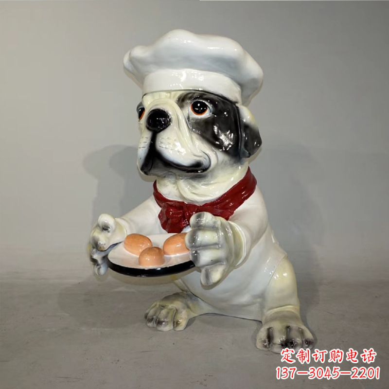 辽宁玻璃钢仿陶瓷狗雕塑——以斗牛犬为原型