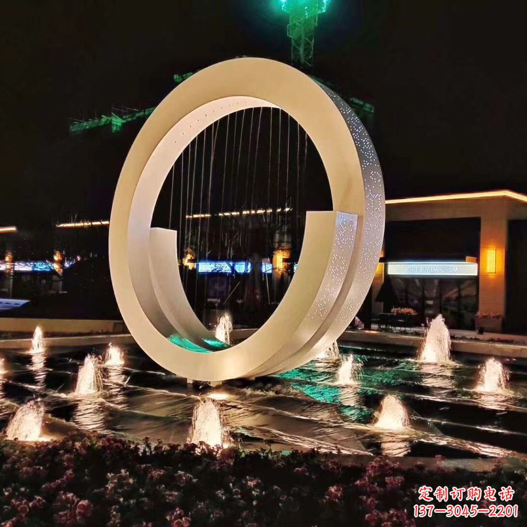 辽宁环状喷泉雕塑灯光点亮美丽