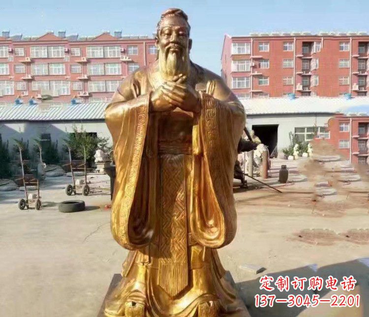 辽宁纯铜校园古代孔子人物铜雕塑