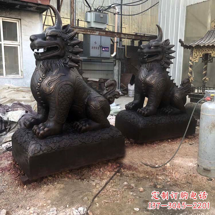 辽宁精美纯铜獬豸雕塑中国古代神兽雕刻之美