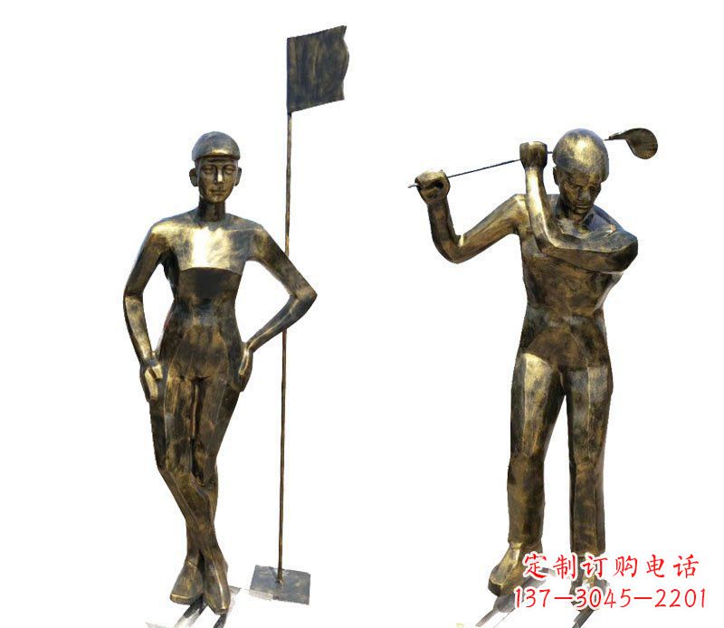 辽宁打高尔夫人物广场景观铜雕摆件