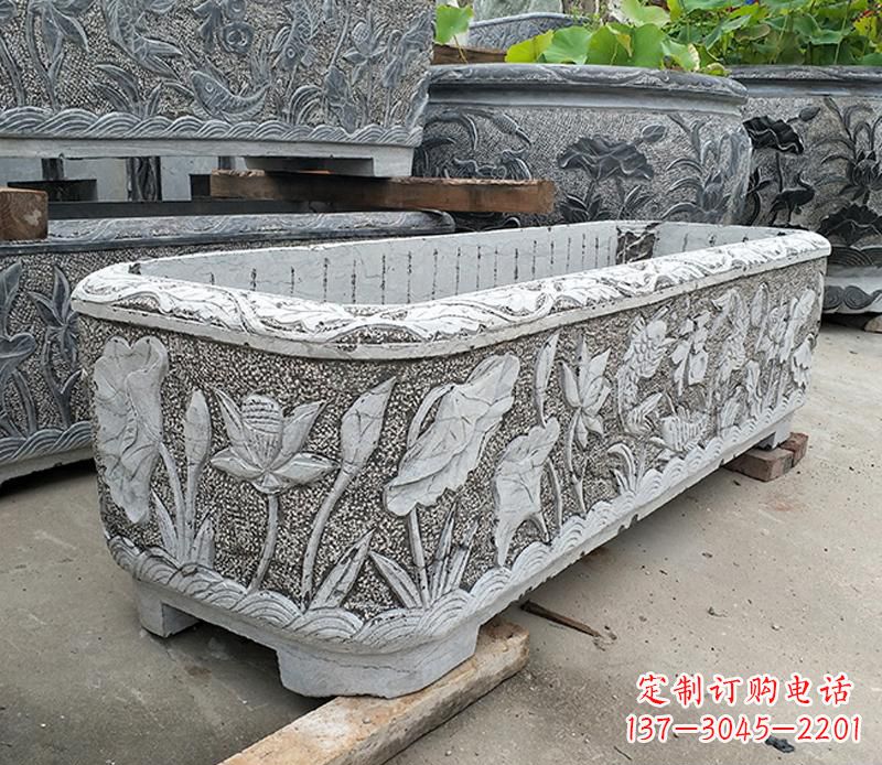 辽宁大理石菊花水缸雕塑