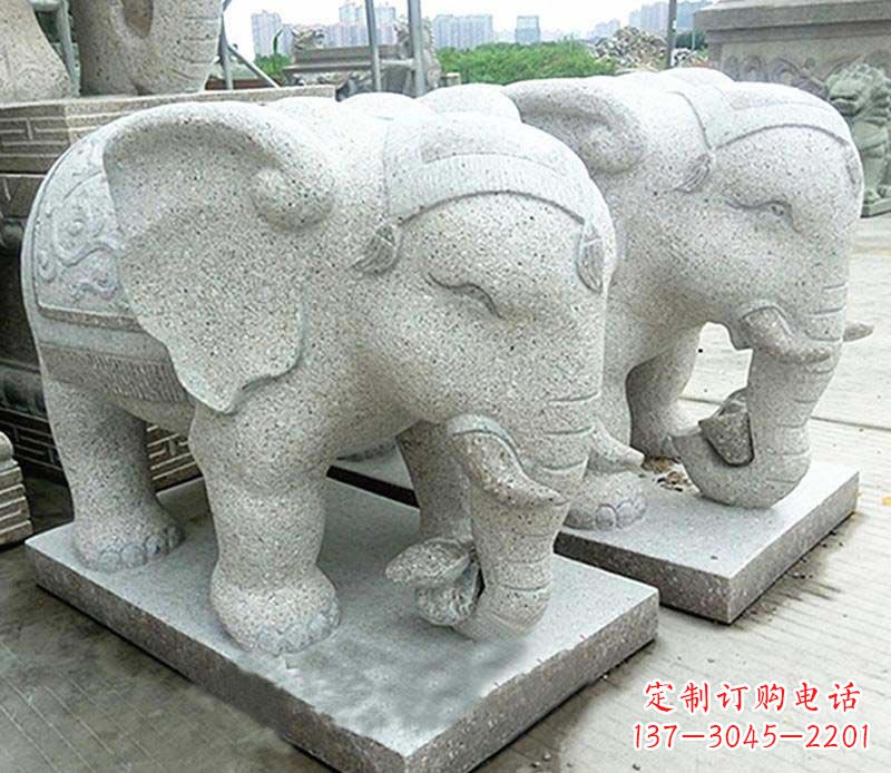 辽宁大理石制作的精美招财大象雕塑