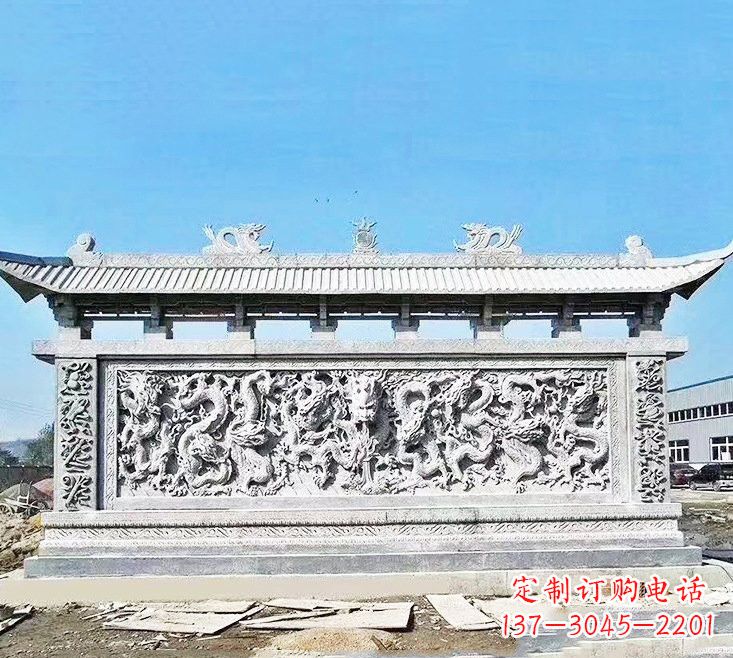 辽宁精美大理石九龙壁雕塑