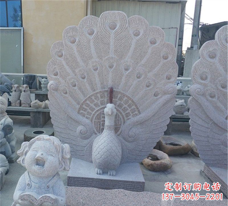 辽宁大理石孔雀开屏石雕