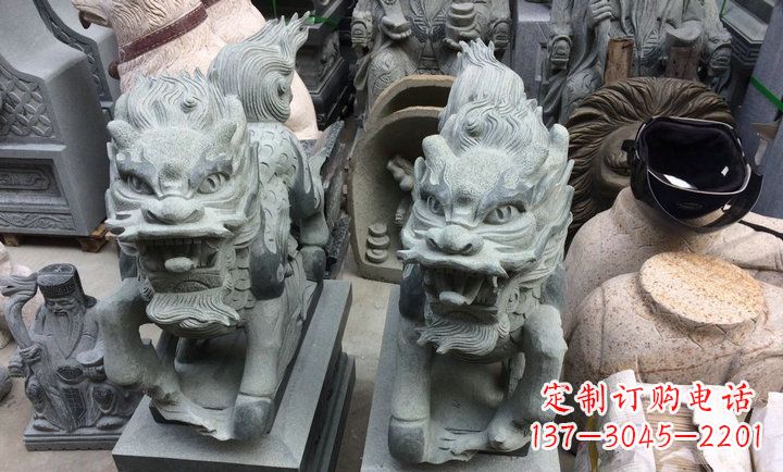 辽宁大理石立式麒麟门口镇宅石雕