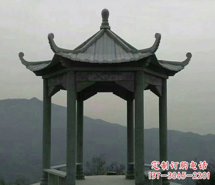 辽宁考究工艺,奢华大理石六角凉亭雕塑