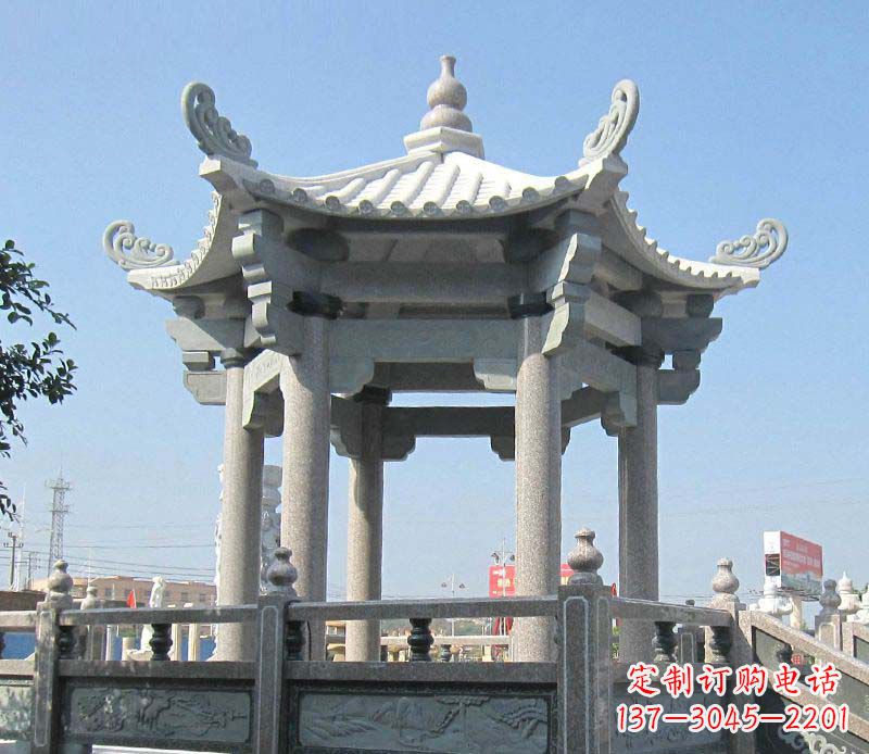 辽宁大理石六角凉亭石雕,为您的家园带来浪漫情怀