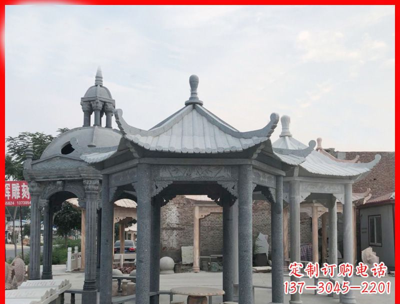 辽宁六角凉亭石雕