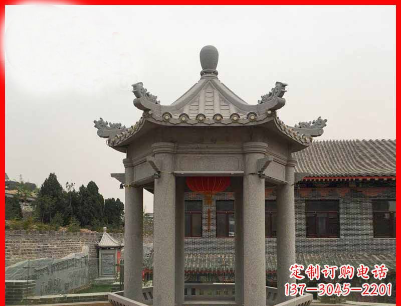 辽宁大理石六角凉亭石雕