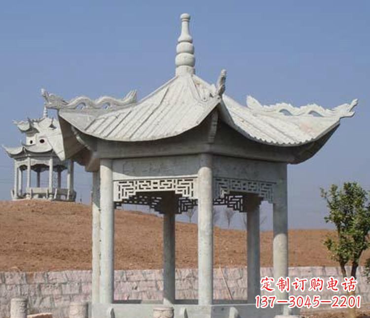 辽宁精美大理石六角凉亭石雕