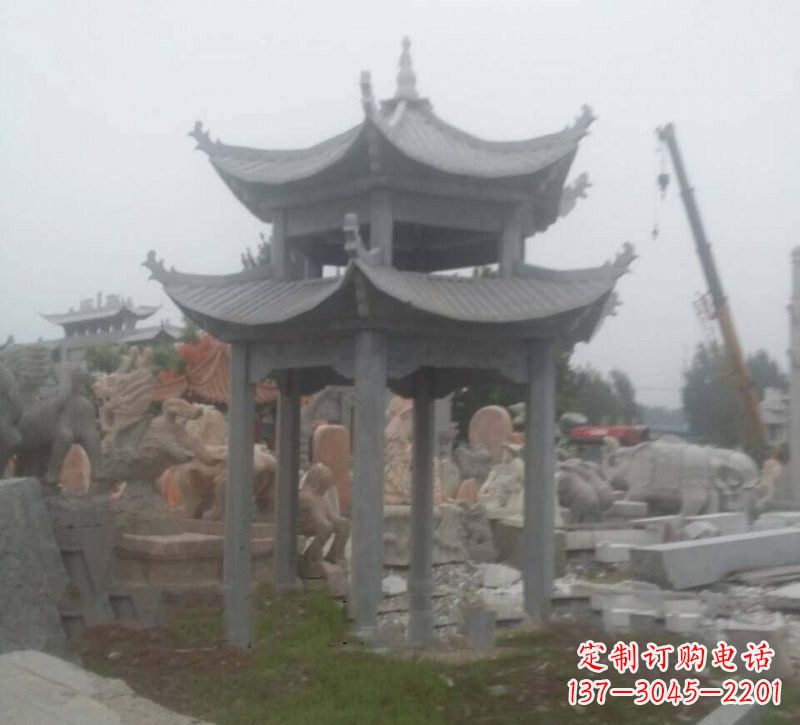 辽宁大理石六角凉亭石雕,精美绝伦