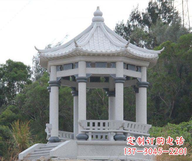 辽宁大理石六角石雕凉亭营造舒适环境的完美体现