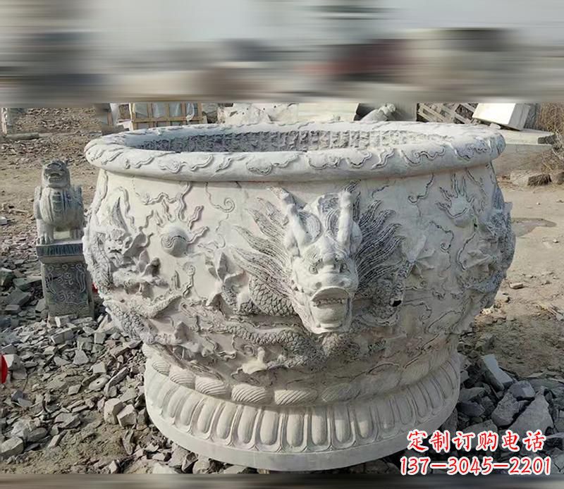 辽宁大理石龙浮雕水缸精美精致,让您的家居生活更加有意义