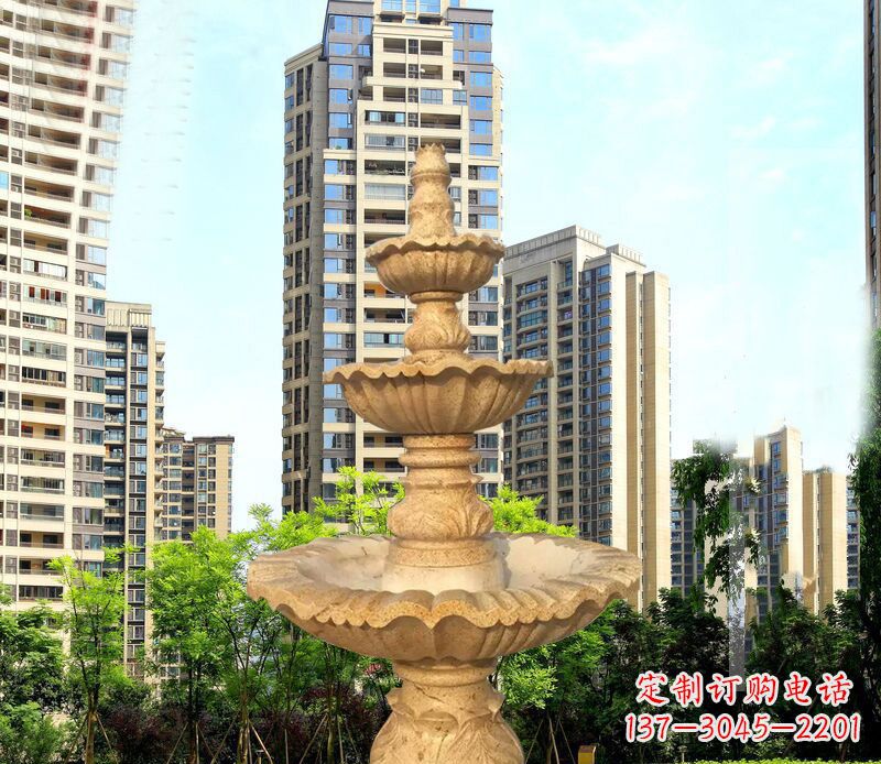 辽宁大理石三层喷泉公园石雕 (2)
