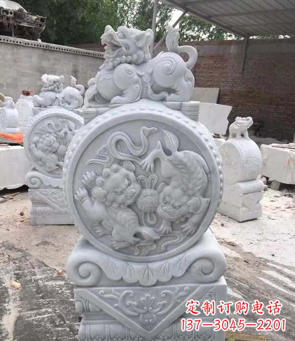辽宁大理石狮子抱鼓石雕塑