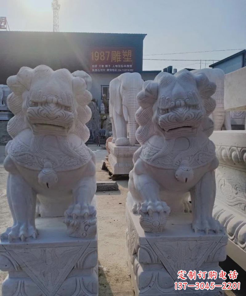 辽宁大理石狮子雕塑,象征威严