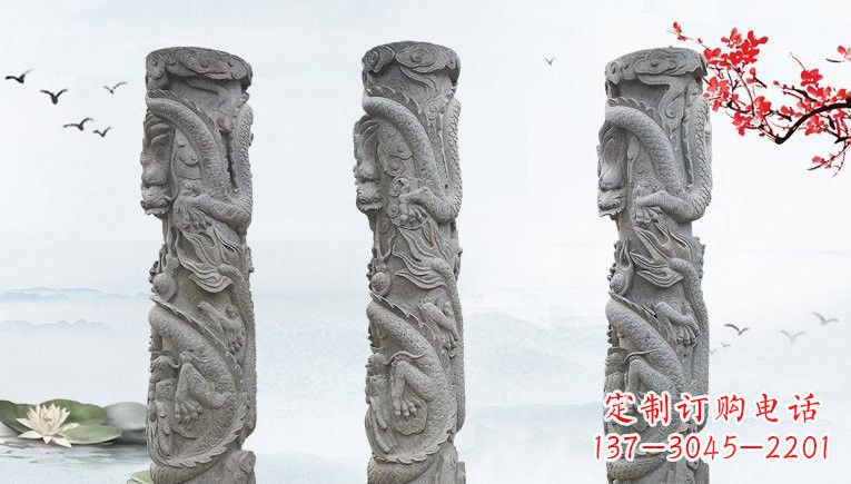 辽宁精美大理石龙柱雕塑