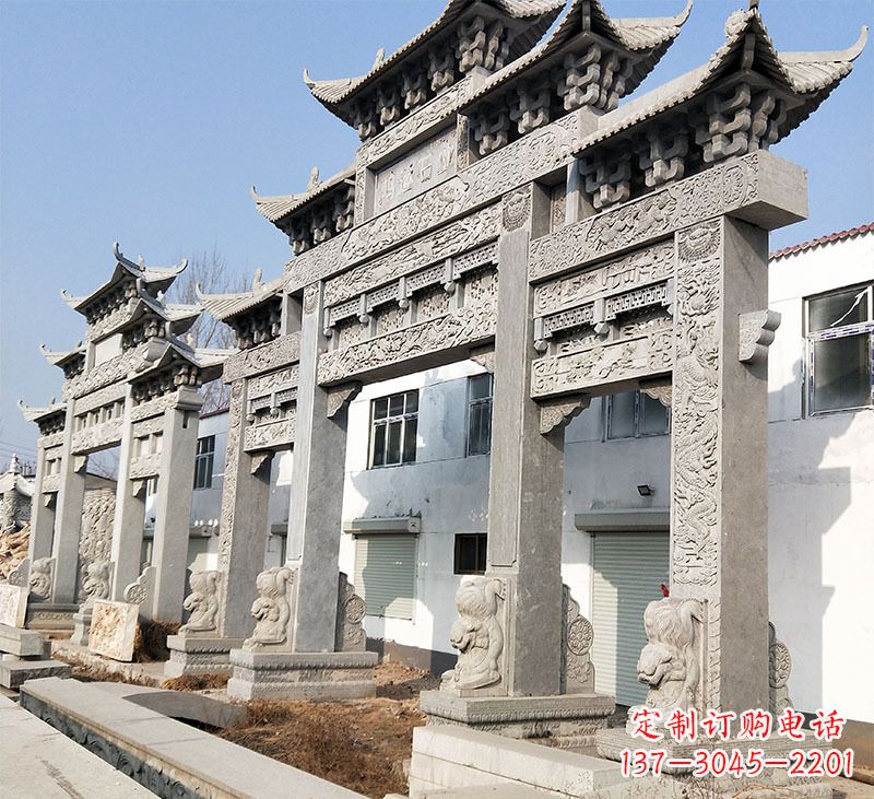 辽宁大理石石雕牌坊雕塑定制
