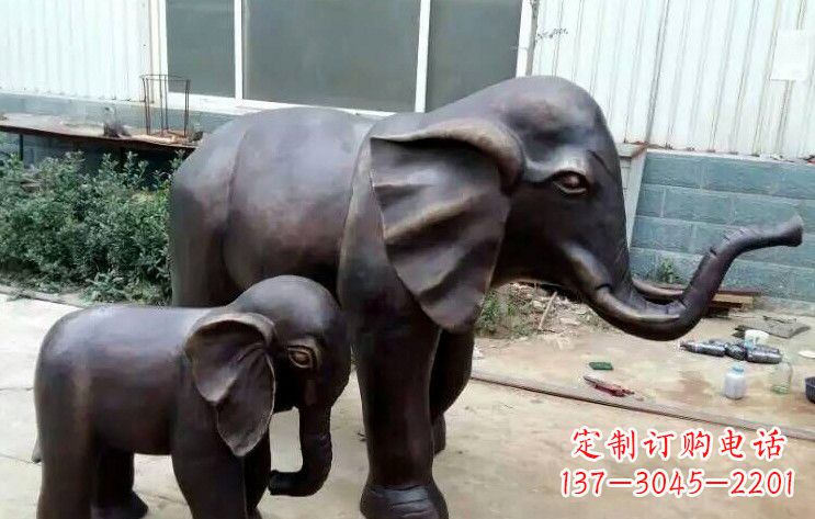 辽宁大象母子铜雕塑