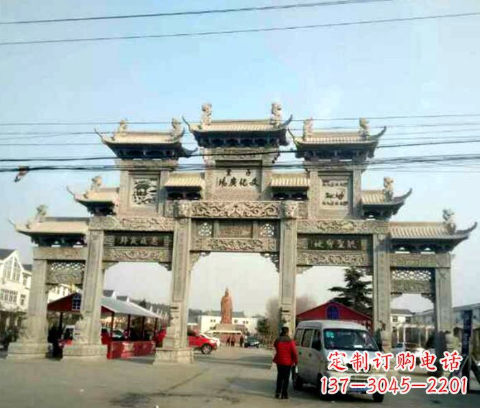 辽宁大型五门石雕牌坊 (3)