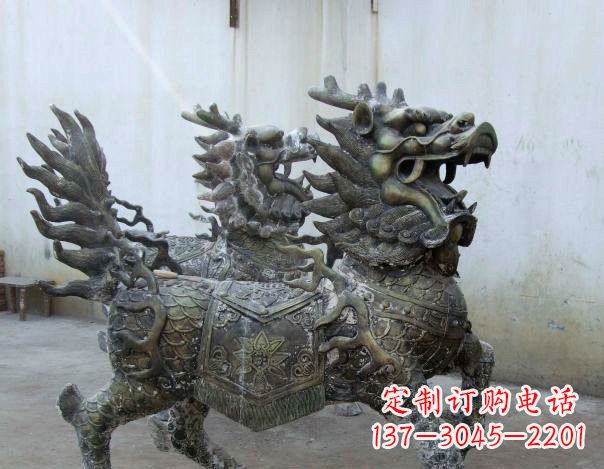 辽宁精致手工铜麒麟雕塑