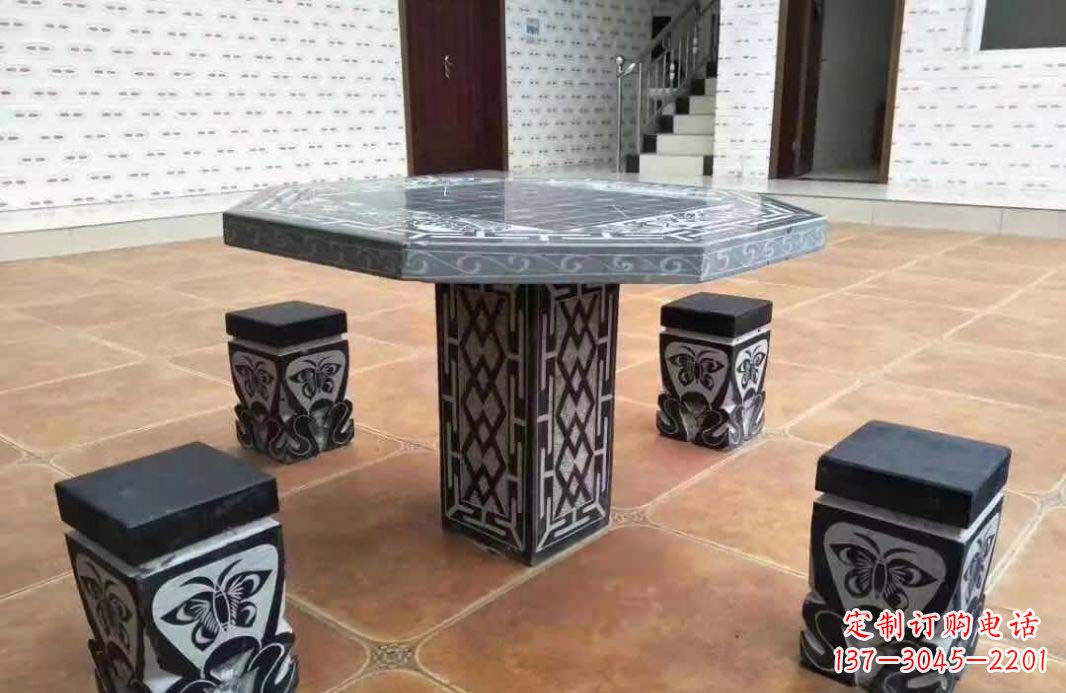 辽宁多边形雕刻仿古石桌凳