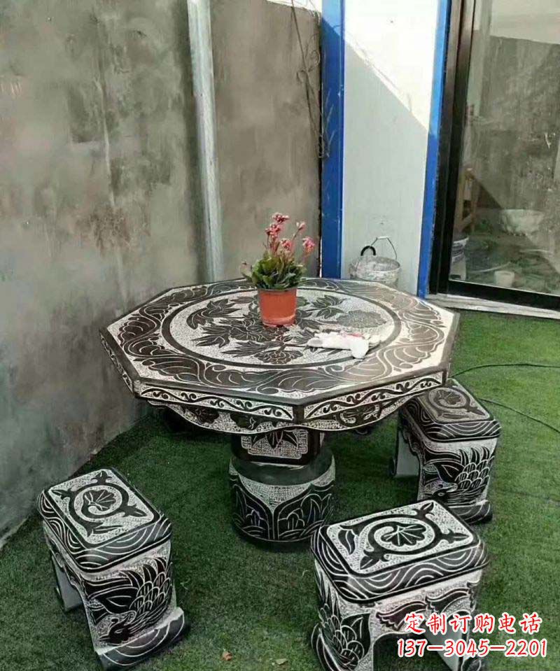 辽宁多边形石头桌凳雕塑