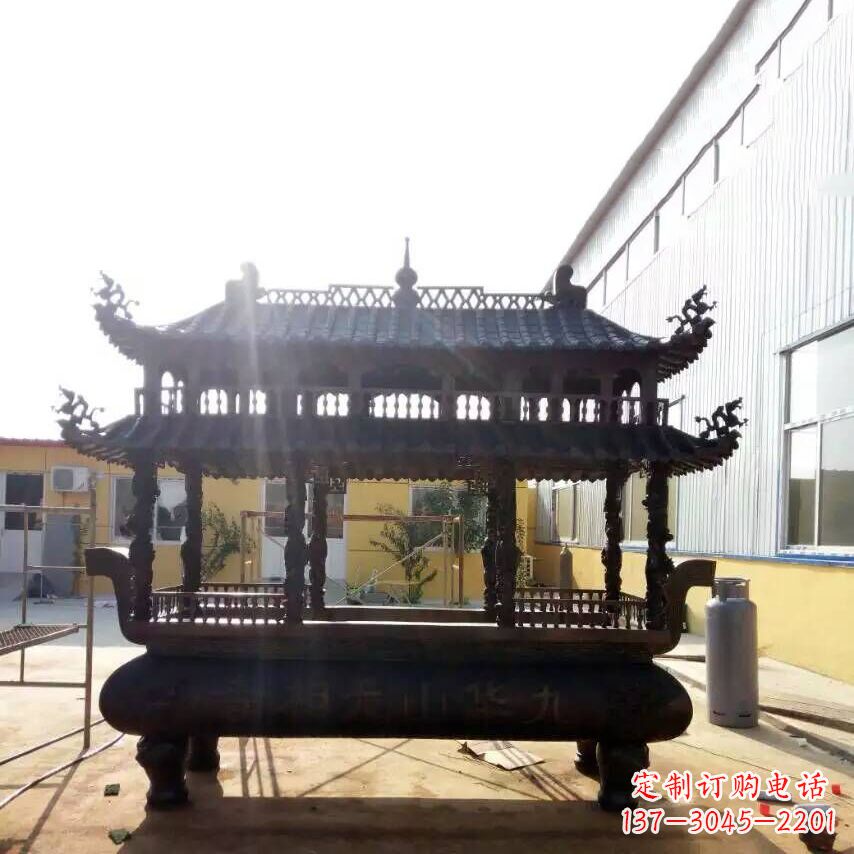 辽宁欣赏传统文化的多层铜香炉雕塑