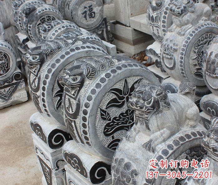 辽宁传统风格抱鼓石招财门墩雕塑