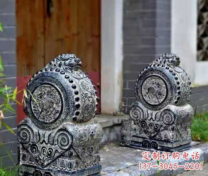 辽宁精美仿古抱鼓石门墩雕塑