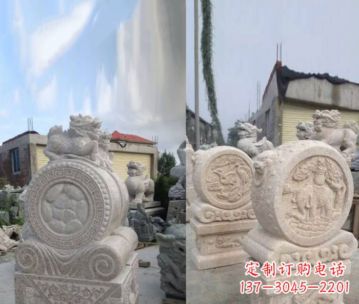 辽宁仿古抱鼓石门墩雕塑