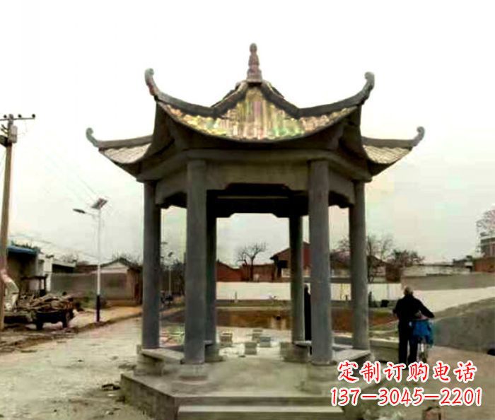 辽宁仿古六角凉亭石雕 (3)