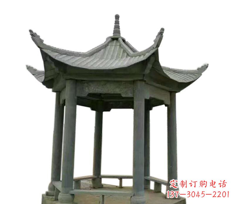 辽宁仿古六角凉亭石雕 (2)