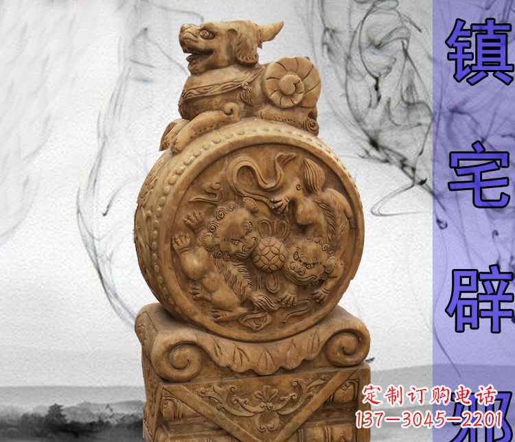 辽宁仿古貔貅门墩镇宅辟邪石雕