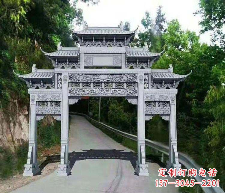 辽宁仿古三门牌坊石雕