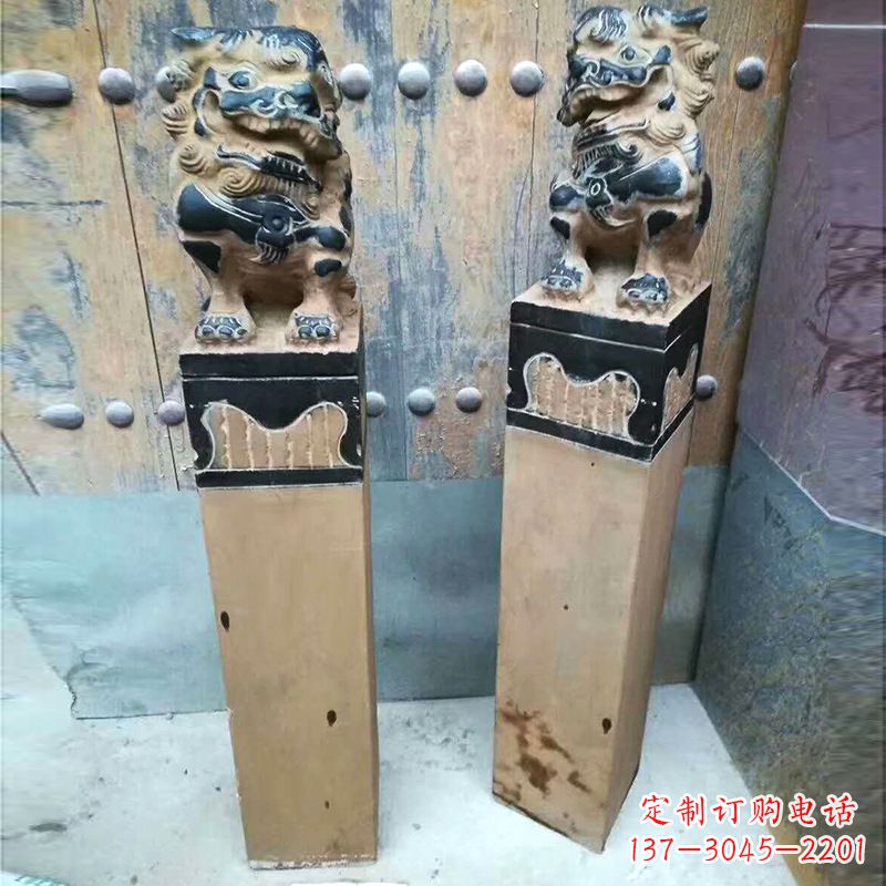 辽宁精美狮子雕塑 拴马桩