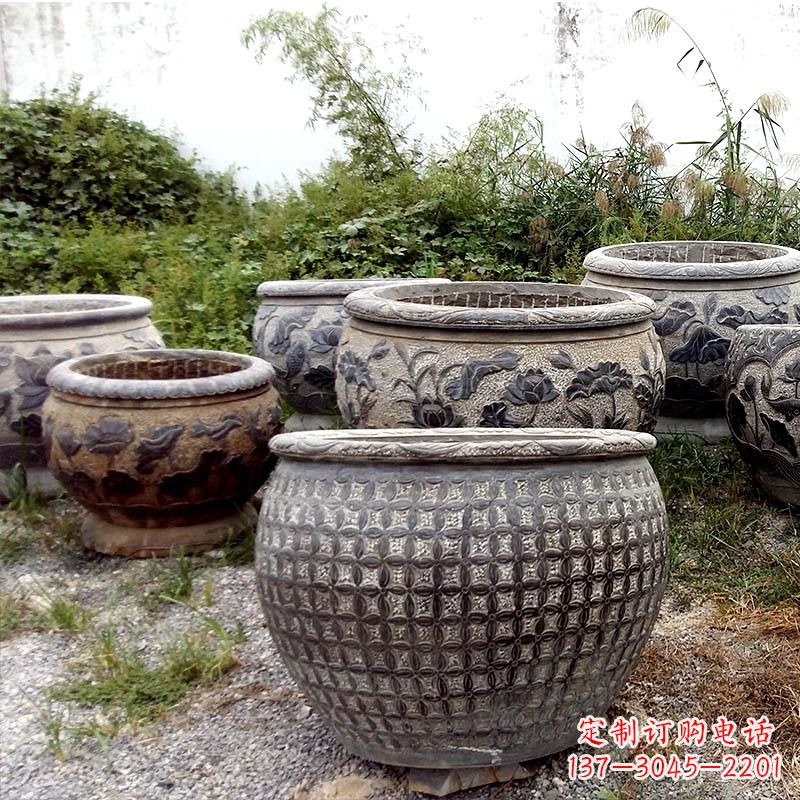 辽宁仿古石雕花盆水缸