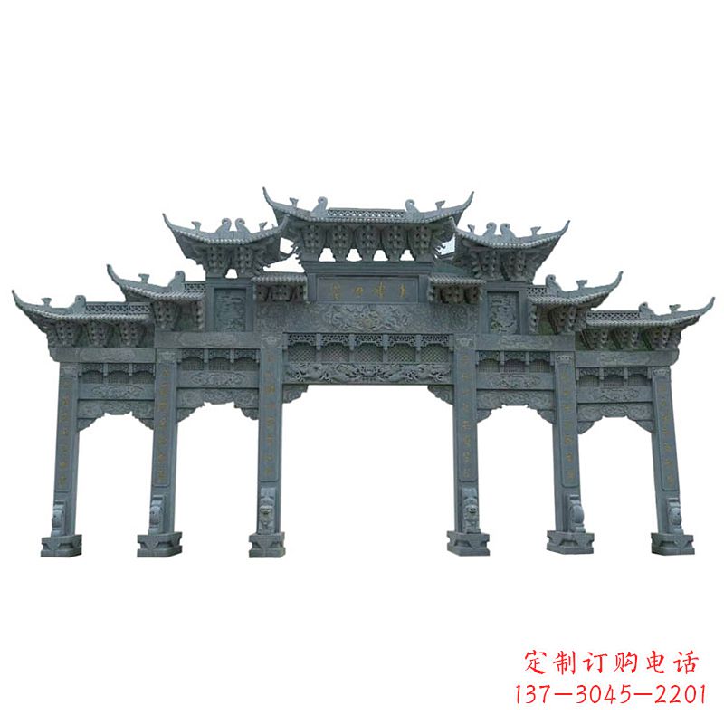 辽宁仿古石雕牌楼五门石牌坊