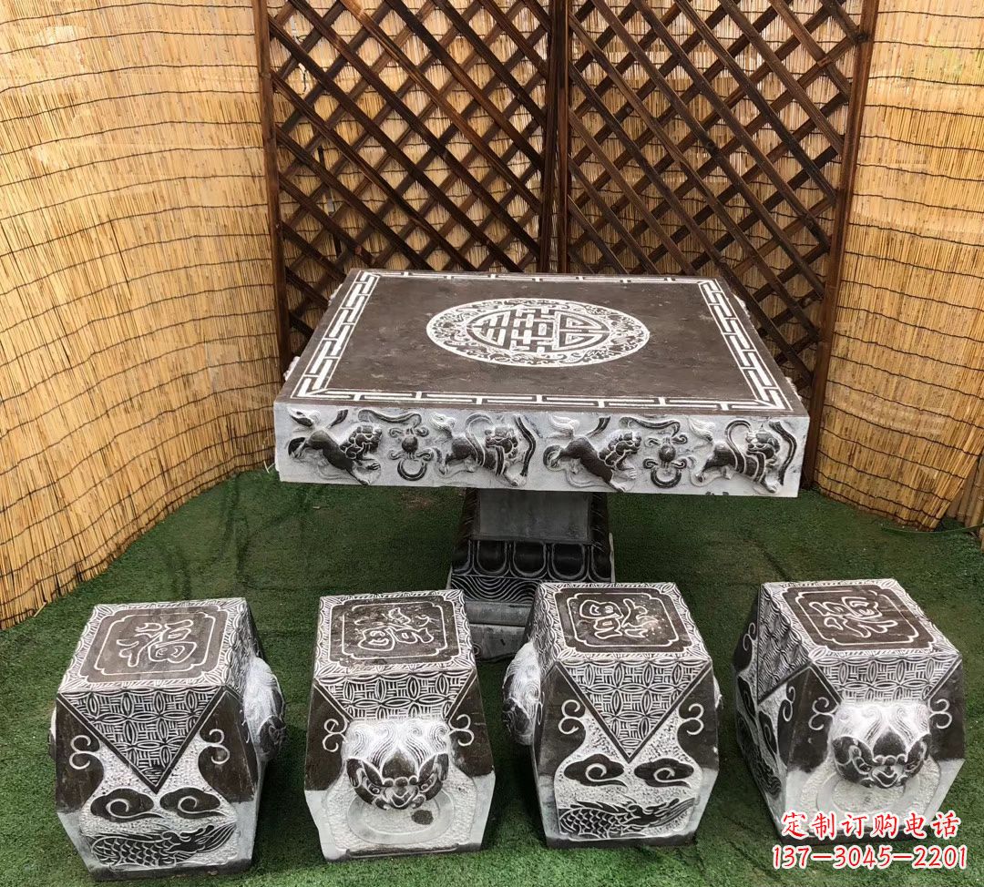 辽宁仿古石桌凳公园景观石雕