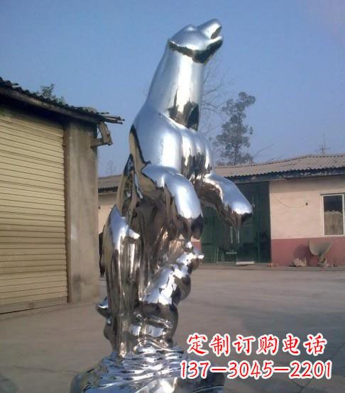 辽宁公园不锈钢抽象北极熊动物雕塑
