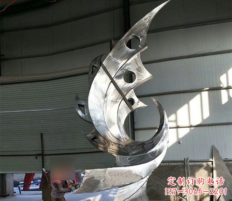 辽宁公园不锈钢抽象凤凰景观雕塑 (3)