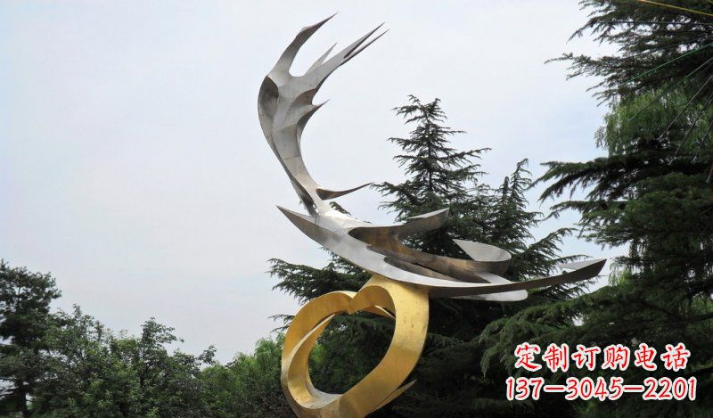 辽宁精美雕刻石膏抽象凤凰雕塑