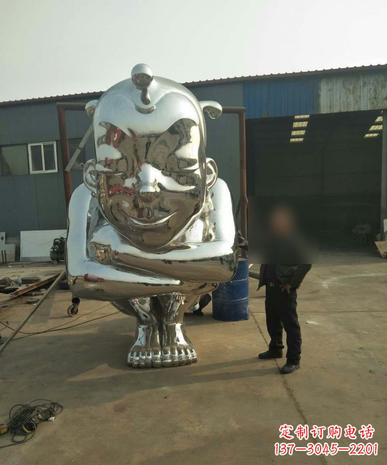 辽宁大型不锈钢蹲着的儿童雕塑