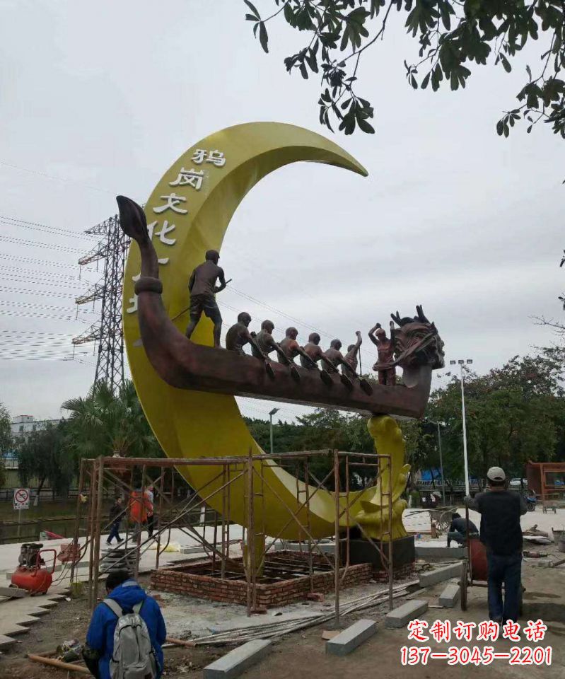辽宁艺术型不锈钢龙舟雕塑