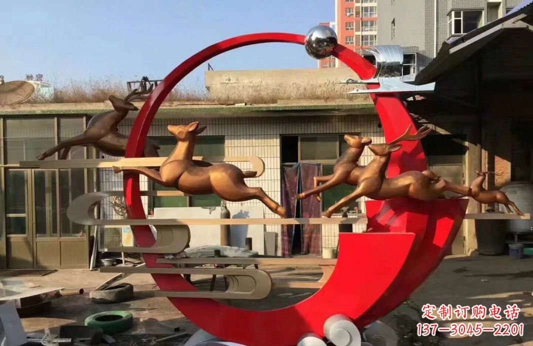 辽宁高端不锈钢梅花鹿雕塑